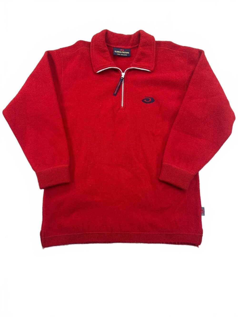 Global Culture Quarter Zip Fleece Jumper Red
